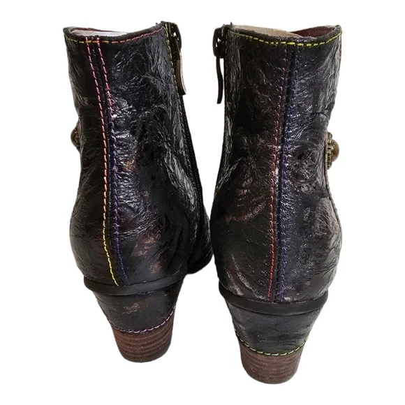 L'Artiste Waterlily by Spring Step Black Iridescent Leather Boots Sz 36, 5.5-6 - Picture 5 of 10